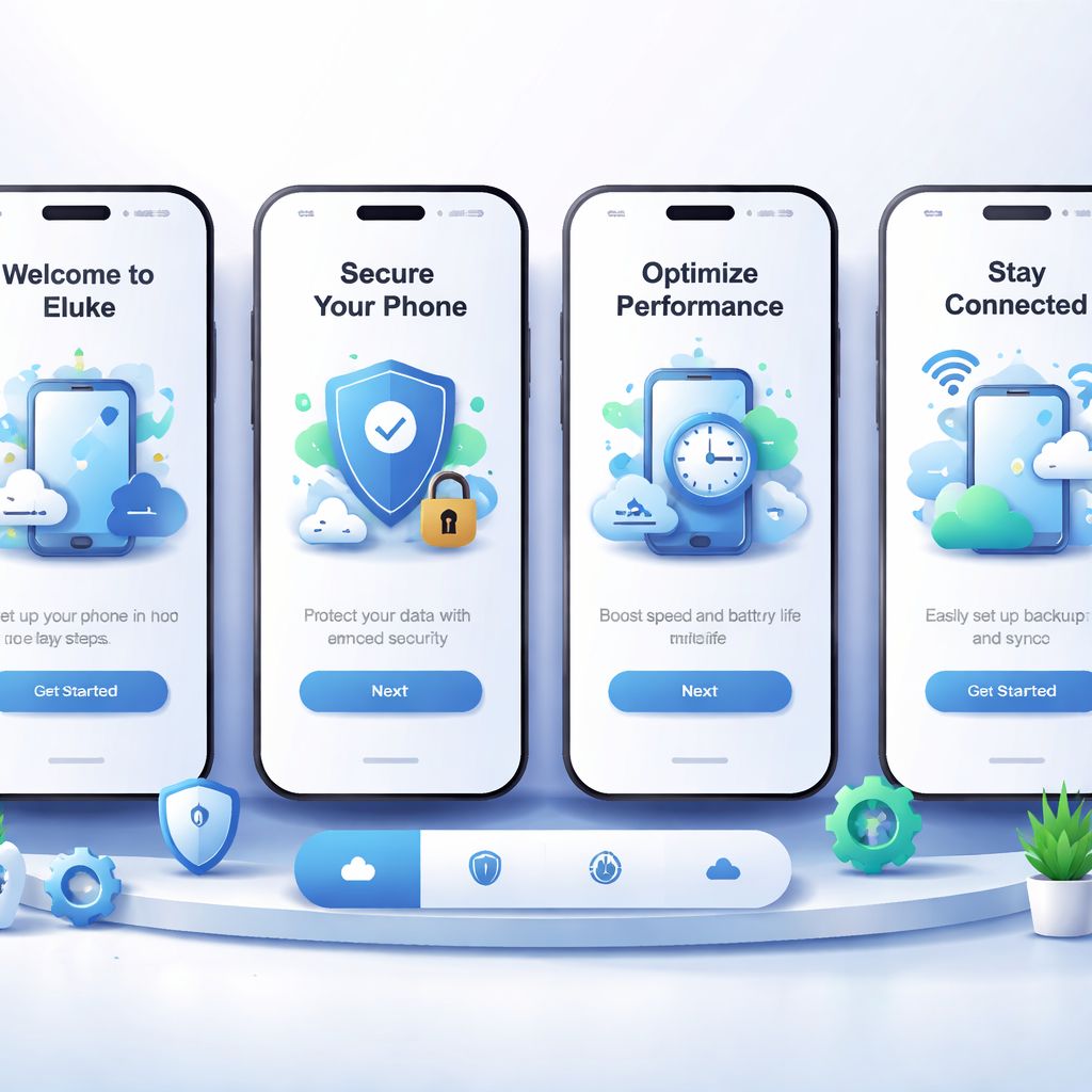 Proceso de configuración de la app Eluke en un teléfono móvil