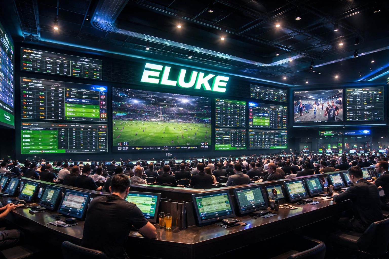 Panel de apuestas deportivas Eluke con mercados de partidos en vivo
